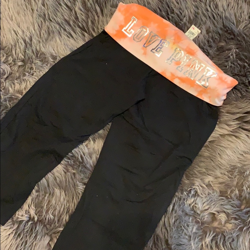 VS Pink Capri - Orange & Yellow Tye Dye Waist Band
